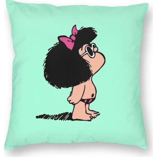 Mafalda With Swimsuit Pillowcase Decoration Cute Kawaii Cartoon Cushions Throw Pillow for Car Polyester Double-sided Printing
