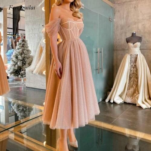 Fashion Womens Pink Polka Dot Tulle Short Prom Dress Off Shoulder Evening Dress Sweetheart Corset Prom Dress