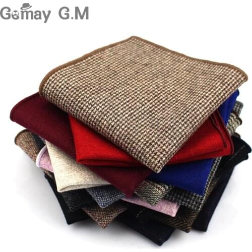 Fashion Wool Handkerchief For Men Suit Solid Pocket Square Business Hankies Classic Design Striped Hanky Plaid Pocket Towel