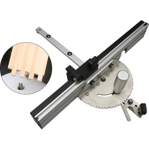 Woodworking Enhanced Fence Miter Gauge Set Table Saw Router Angle Miter Gauge Guide 450mm Alu Mortise Tenon and Flip Stopper
