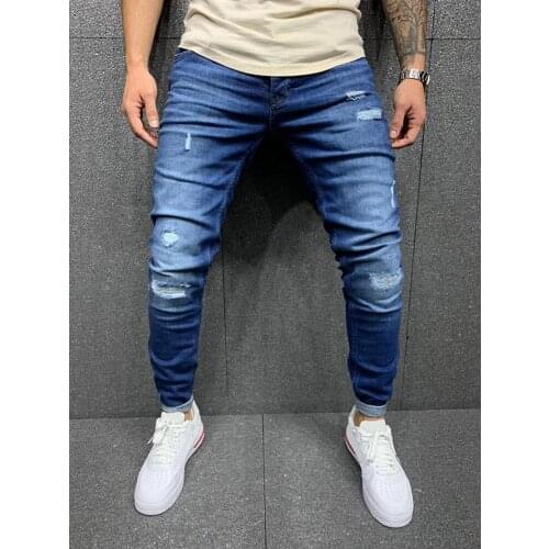 2021 New Mens Ripped Jeans Pants Summer Autumn Male Skinny Trousers Slim Biker Outwears Adisputent Pants