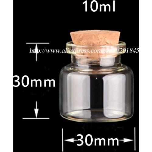 50 Pcs/Lot Transparent Empty Glass Bottles With Cork DIY Glass Jars Clear Containers Vials Diameter 30mm 10ml 15ml 20ml