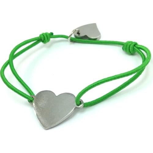 Wish Bracelet Heart Stainless Steel Charm Adjustable Cord String Rope Bracelet For Men Women