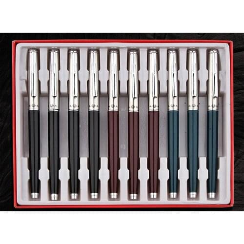 10pcs/set High quality Fountain Pen Ink Pen 0.5mm Classic Design Black Red Green Light Plastic Student Stationery Office Supply