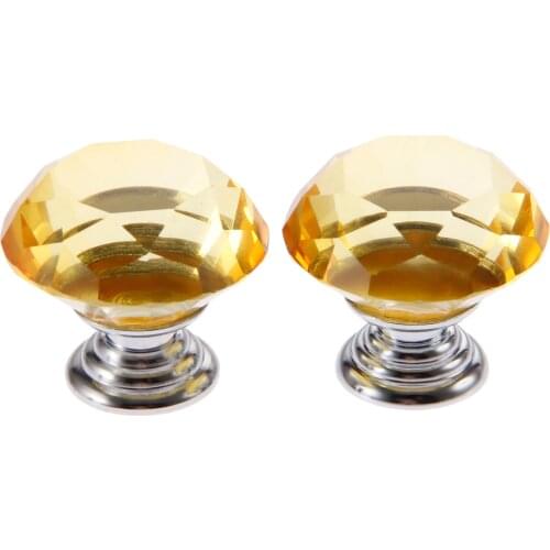 2Pcs 30mm Cabinet Diamond Shape Design Crystal Glass Knobs Cupboard Pulls Door Drawer Handles Furniture Hardware