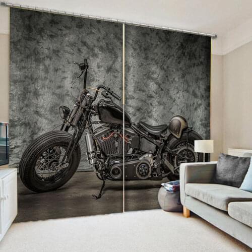 Vintage Retro Motorcycle Window Treatments Curtains Valance Decor Bedroom Fabric Drapes Decor Curtain Panels Window Curtain