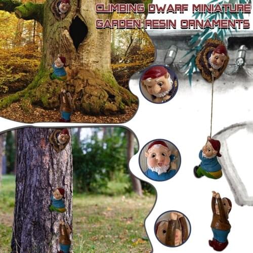 Climbing Gnomes Tree Hugger, Garden Gnome Statue Out The Door Tree Hugger Decor Garden goblin statue elves outside the tree hug
