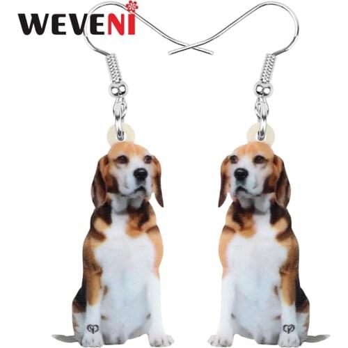 WEVENI Acrylic Beagles Dog Earrings Animal Drop Dangle Jewelry For Women Girl Teens Party Charm Decoration Gift Bulk Accessories
