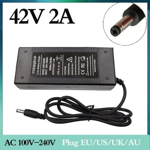 36V 2A battery charger Output 42V 2A Charger Input 100-240 VAC Lithium Li-ion Charger For 10Series 36V Electric Bike