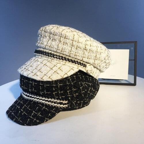 2021 Hat Women Beret Small Incense Wind Korean Tide All-match Autumn and Winter British Retro Navy Hat Octagonal Painter Cap