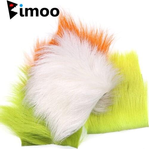 Bimoo 1PC Fly Tying Fur Patch for Parachute Fly Mini Bucktail Jig StreamersTying Fur Patch Chartreuse Orange White Yellow 6*6CM