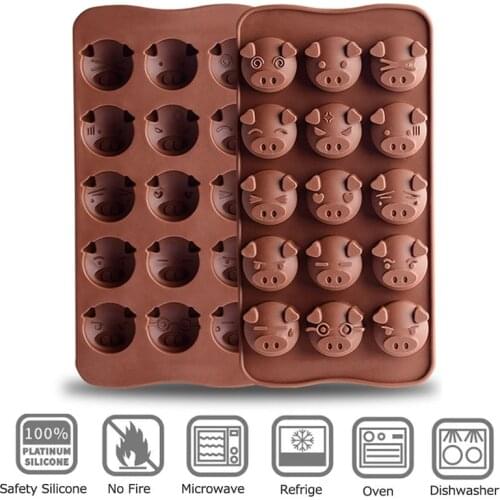 15 Holes Funny Pig Silicone Chocolate Mold Fondant Patisserie Candy Mould Cake Waffle Baking Mold Decoration Baking Accessories