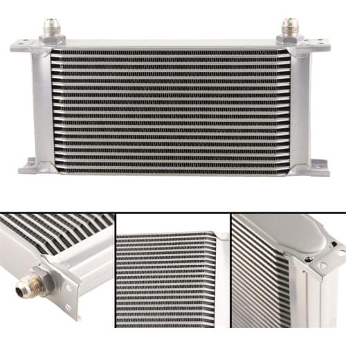 19 Row 8AN Universal Engine Transmission Oil Cooler 3/4"UNF16 AN-8 Black/Silver