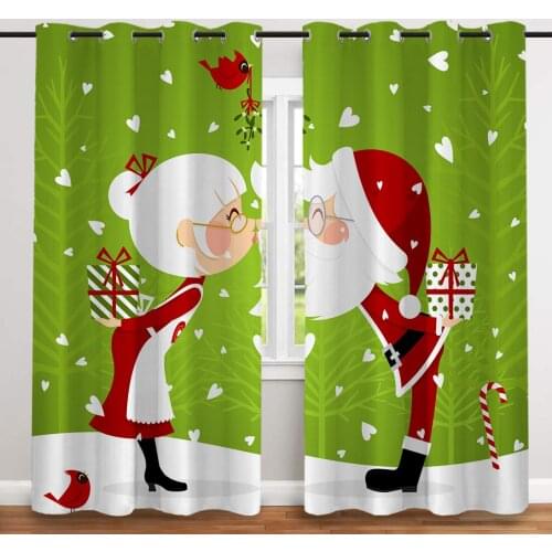 2 Pcs/set Christmas Thickened Cloth Curtain Nordic Window Blackout Curtains for Bedroom and Living Room