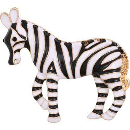 2020 New fashion temperament retro style Enamel Zebra coat windbreaker fine brooch