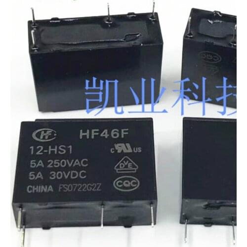 5pcs/lot [In stock] Relay HF46F 12-HS1 12VDC Power relay HF46F 12-HS1T