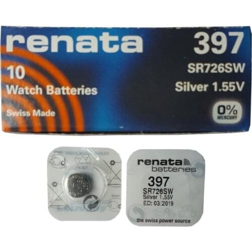 RENATA 5pcs Silver Oxide Watch Battery 397 SR726SW 726 1.55V 397 Renata 726 Batteries