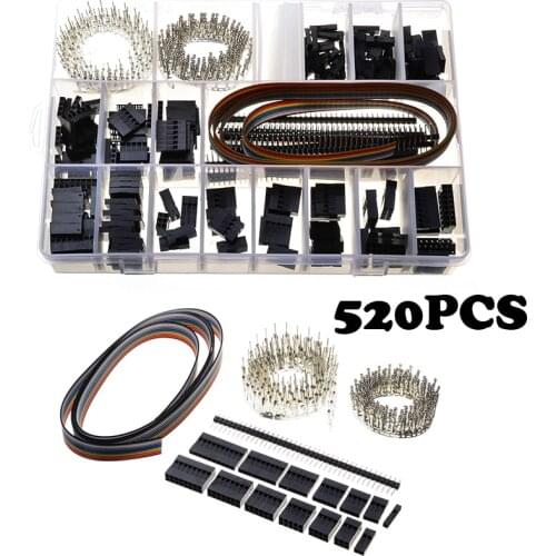 520PCS 2.54mm Jumper Pin Housing Header Crimp Connector With Hook Kit Male Femal Terminals Set Black Jump Wire Connectors