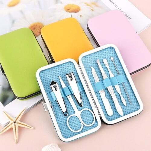 7Pcs/Box Nail Clipper Portable Stainless Steel Nail File Tweezer Clipper Set Professional Scissors With Box Manicure Cutter Kits