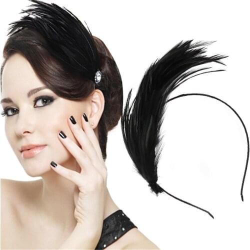 BELLYQUEENLady Feather Hair Band Metal Headband Fascinator Masquerade Swan Hair Accessory 2018 New