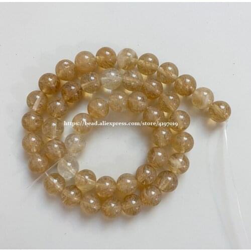 Free Shipping Natural Stone Smooth Citrino Quartz Loose Beads 15" Strand 4 6 8 10 12 14MM Pick Size For Jewelry Making