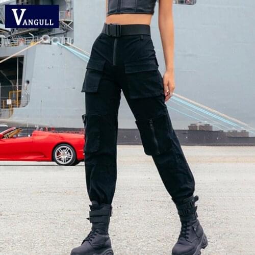 Vangull Womens Pants Wide Leg Gothic Sweatpants Punk Korean Style black Trousers Female Joggers Korean Style Harajuku Breeches