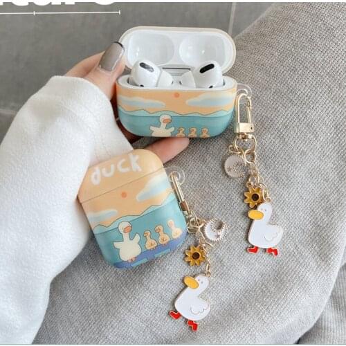 For Airpods Case 1/2 Airpods Pro Cute Korea duck Pendant Hearphone Cover cartoon for Air Pods 2 Earphone Protective Case