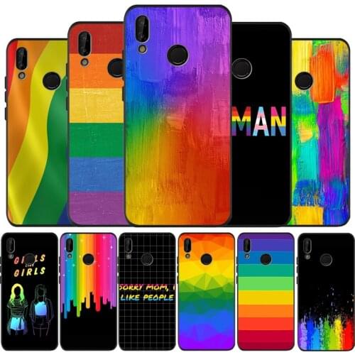 Gay Lesbian LGBT Rainbow Pride Black Silicone Soft Phone Case For Huawei 40 30 20 10 9 Lite Pro P smart 2019 Y6 Y6 Prime2019 Y9