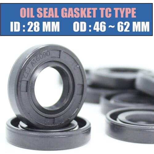 ID 28mm Oil Seal Gasket TC Type Inner 28*46/47/48/50/52/56/57/58/62 mm 8Pcs Bearing Accessories Radial Shaft NBR Seals