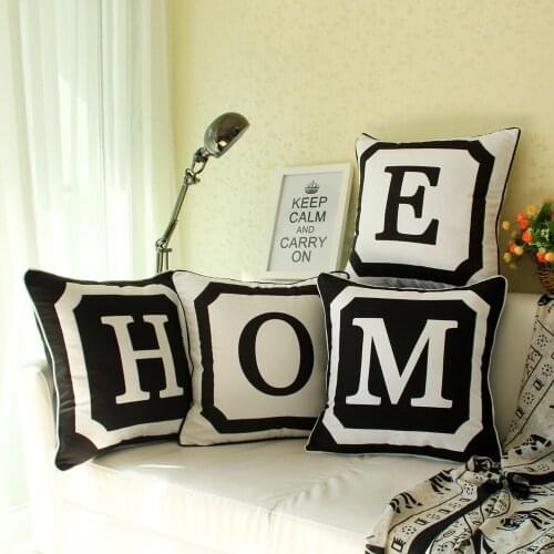Monogrammed Initials Cushion Covers 26 Letters Black and white Pillows Cases Capital Decorative Pillows Covers DIY Gift