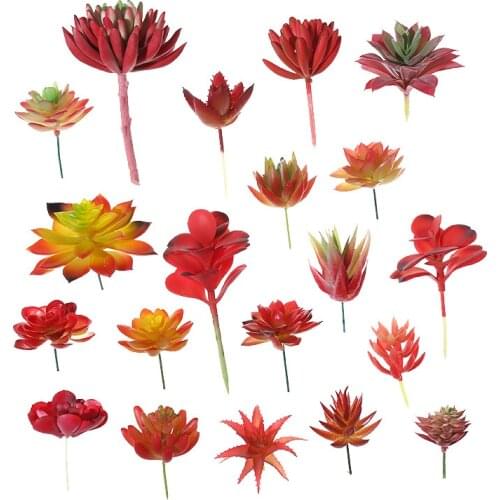 Mini Small Medium Large Red Fall Artificial Succulents Plants Home Bedroom Living Room Desktop Decoration Fake Plants Bonsai