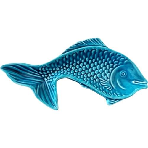 Ceramic Turquoise Fish Model Chips and Fruit Plate