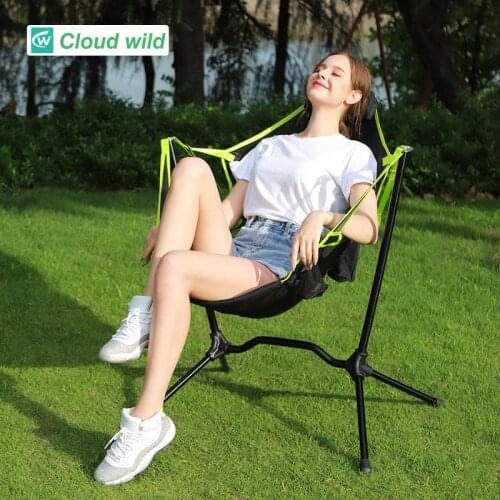 Aluminum Alloy Rocking Chair Recliner Folding Fishing Chair Extra Large With Pillow Cradle Moon Chair