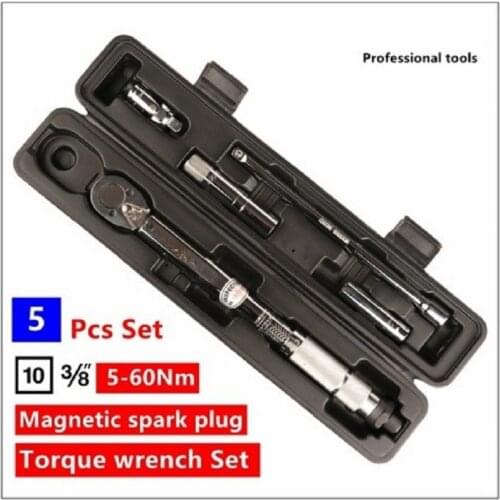 5pcs/set magnetic sparking plug tension wrench 3/8" 0-60N.m manual spanner tool
