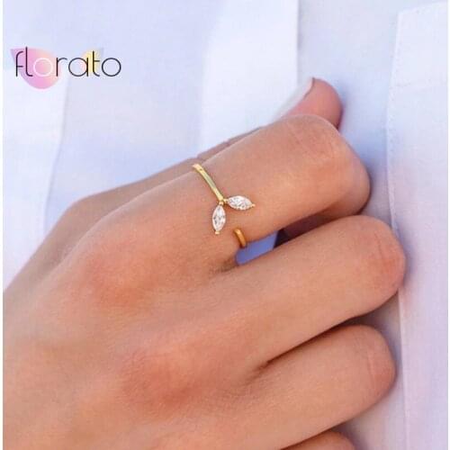 Minimalist Thin Open Rings for Women Charming Crystal Wedding Engagement Rings Adjustable Ring Fashion Jewelry Best Gift