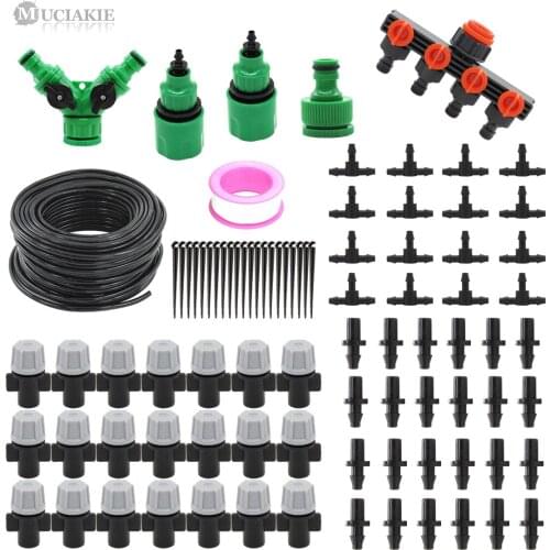 MUCIAKIE 50M DIY Micro Irrigation Watering Kit With 4/7mm Barb And Mist Nozzle Outdoor Garden Plant Greenhouse Drip System