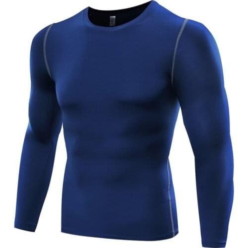 Fitness Men Long Sleeve Shirt Tops Clothes Thermal Muscle Bodybuilding Compression Tights Base Layer Tops seamless