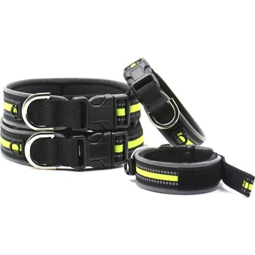Outdoor Reflective Nylon Pet Dog Collars With ID Tag Hanging Hole Adjustable Fluorescence Night Safety Glowing Collar For Dogs