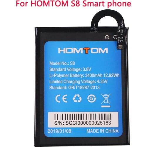100% New Original HOMTOM S8 Battery Replacement 5.7inch 3400mAh Backup Batteries Replacement For HOMTOM S8 Smart Phone