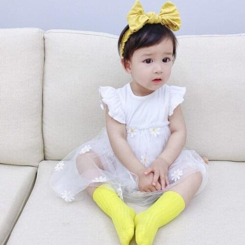 0-3T Cotton Summer New Product Childrens Floral Gauze Skirt Short-sleeved Korean Princess Dress Small Daisy Dress