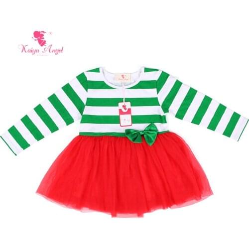 Kaiya Angel Girls Dress Christmas Kids Dresses For Girls Long Sleeve Toddler Girl Dresses Christmas Party Dress Stripe Red Tulle