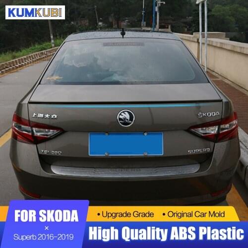 Fit For Skoda Superb Spoiler 2016 to 2019 High Quality ABS Plastic Unpainted Primer Color Exterior Tail Trunk Wing Rear Spoiler