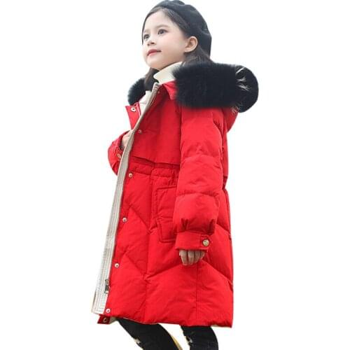 Russia Snowsuit 2020 childrens Winter Down Jacket for Girls Clothes waterproof Outdoor hooded coat Kids parka real fur clothing