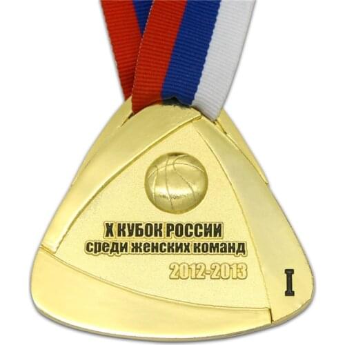 Russian Sports Medal cheap metal 3D LOGO gold medals hot sales custom made football game medal with Russian flag ribbon