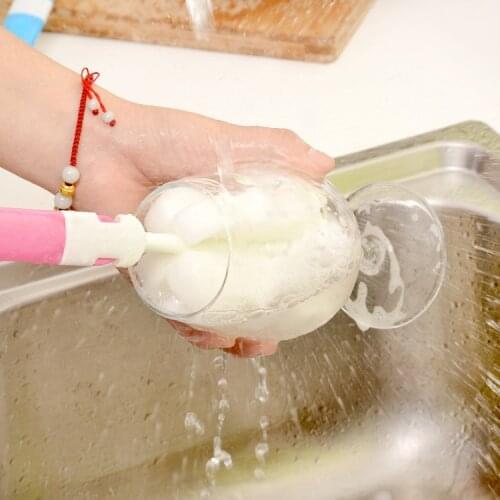 Long Handle Home Bottle Brush Soft Sponge Brush Water Bottle Glass Cup Washing Cleaner Tool Kitchen Cleaning Tool Sponge Brush