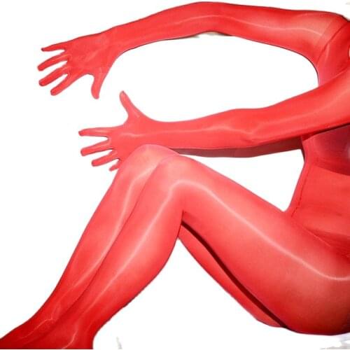 Full Cover Silk Sliding Shiny Bodysuit 912 Needle Finger Separate Sexy Tights Cocoon Body Stockings Pantyhose Gay Wear Plus Size