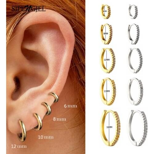 SIPENGJEL 2 Pcs Fashion Geometric Round Circle Hoop Earrings Little Circle Huggies Hoop Earrings For Women Piercing Jewelry 2021