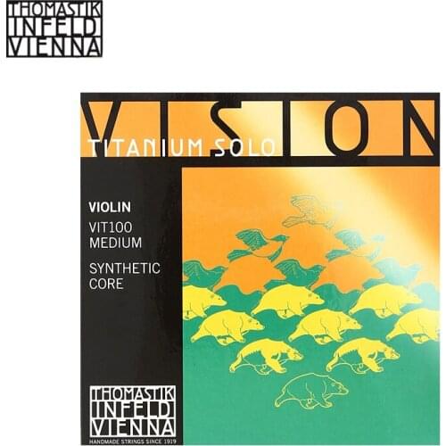 Thomastik-Infeld VIT100 Vision Titanium Solo Violin Strings, Complete Set, 4/4 Size, Synthetic Core