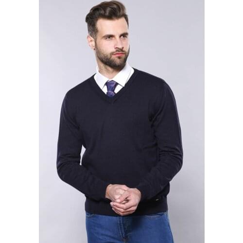 V Neck Navy Sweater Wessi