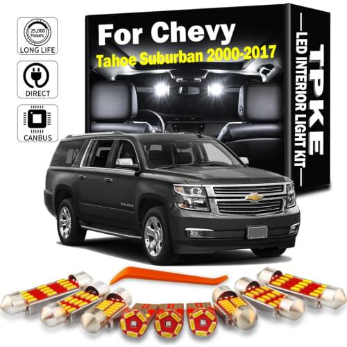 TPKE For 2000-2016 2017 Chevrolet Tahoe Suburban White Car Accessories Canbus Error Free LED Interior Map Dome Reading Light Kit